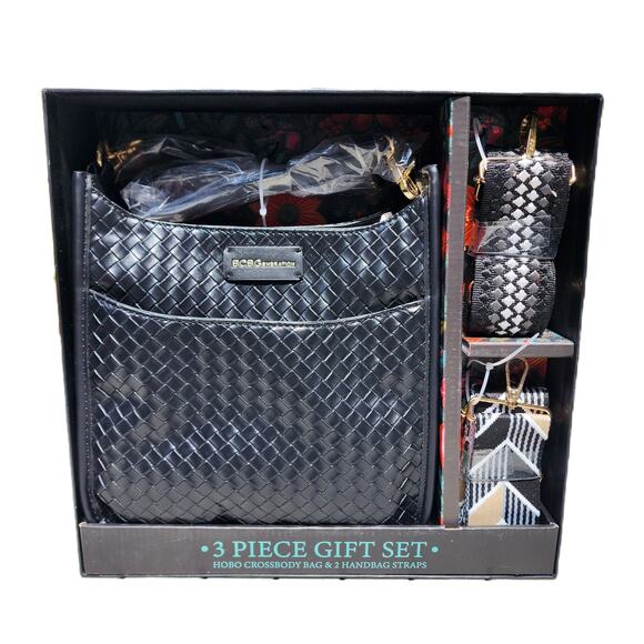 BCBGeneration 3-Piece Faux Weave Hobo Crossbody Bag Gift Set - Picture 3 of 11